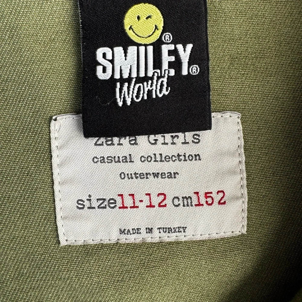 Zara Girls Green Jean Jacket with Decorative Patches 11-12